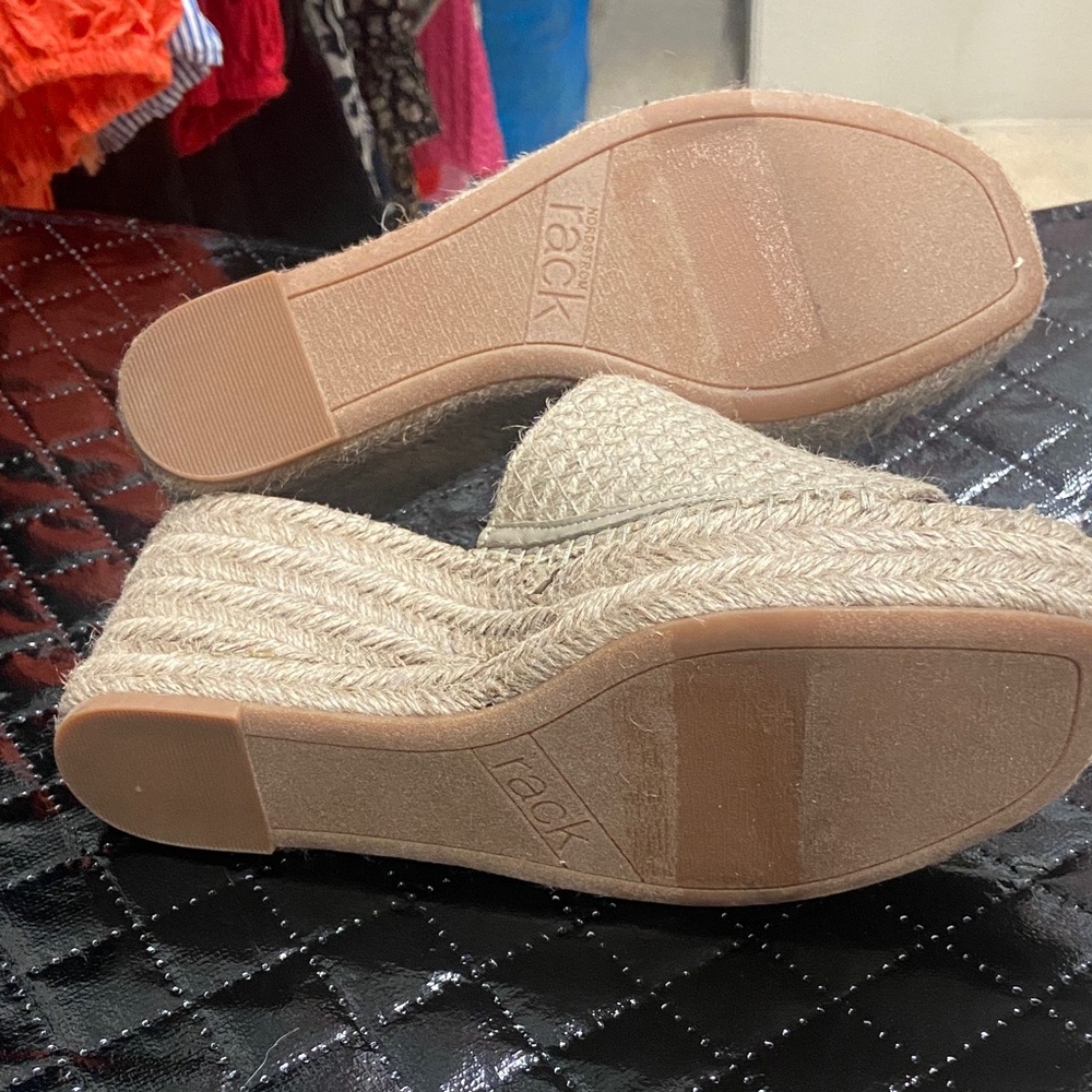 Nordstrom Beige Woven Wedge Sandals - Picture 2 of 4